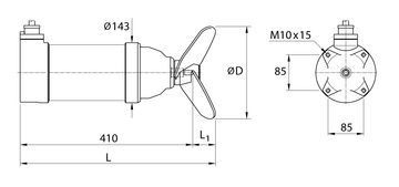 Dimensions of TRV submersible agitator